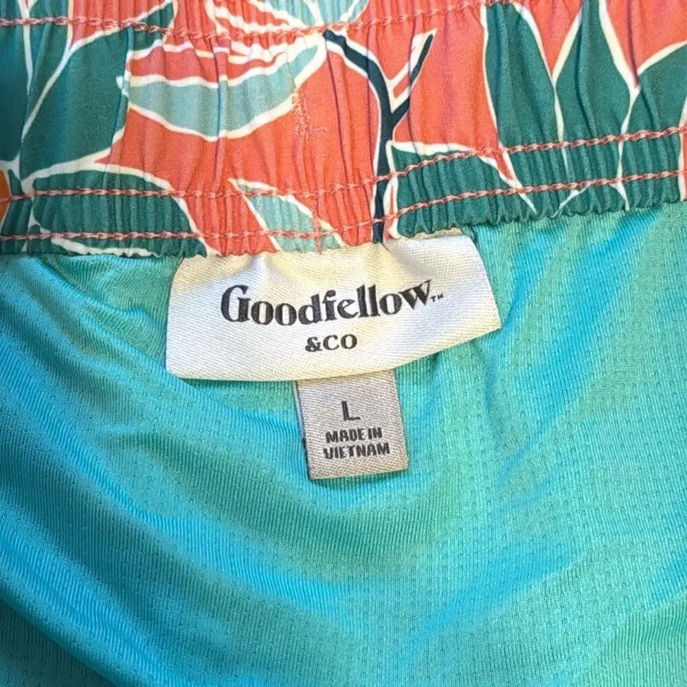 Goodfellow & Co Men's Swim Trunk Shorts Quick Dry Swimsuit Red Floral Size Large